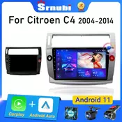 Srnubi Android 11 Car Radio for Citroen C4 C-Triomphe C-Quatre 2004-2014 Multimedia Player 2Din Carplay Stereo GPS DVD Head Unit