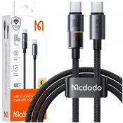 Mcdodo MCDODO USB-C KABEL ZA HITRO POLNJENJE TELEFONOV TIP C 100W 1M LED ČRN