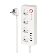 Mrežna letvica Kruger&Matz 4 nemške vtičnice in 4xUSB 2100 mA Connect P6 Tuya