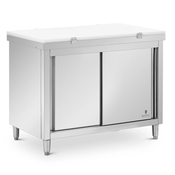 Kuhinjski stol za pripremu od nehrđajućeg čelika - 120 x 70 cm - nosivost 500 kg - uklj. daska za rezanje - Royal Catering
