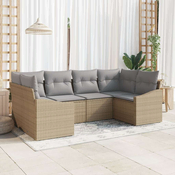 set od 6 vrtnih sofa s jastucicima Bež Poly ratan