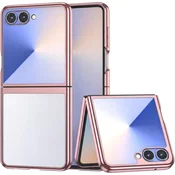 GS Prozoren ovitek za Samsung Galaxy Z Flip 8, trdi ovitek, rožnato zlat okvir