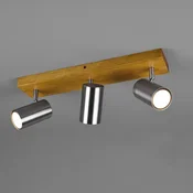 Trio Lighting Stropno reflektorsko svetilo Marley, mat nikelj, 3-svetlobno - Dnevna soba/jedilnica - Sodobni - svetlo rjava, mat nikelj - Les