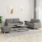 Greatstore Sedežna garnitura z vzglavniki 3-delna taupe blago