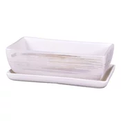 Škatla KAKTUS WHITE + krožnik keramika mat 30cm