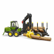 Bruder traktor John Deere z nakladalko in prikolico za hlode 64 cm 2133