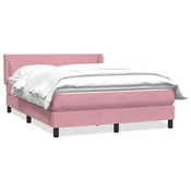 vidaXL vidaXL Box spring postelja z vzmetnico roza 140x220 cm žamet, (22011113)