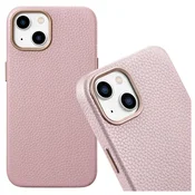 Ovitek iCarer Litchi za iPhone 14 Plus, roza