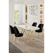 Hanah Home Set Trpezarijski sto i 4 stolice, Crno-beli
