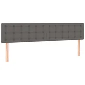Vidaxl Posteljno vzglavje siva 200x5x78/88 cm umetno usnje