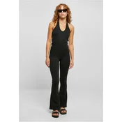 Womens stretch jumpsuit with neck lock in black