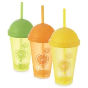 shumee Plastični lonček s pokrovom in slamico 450 ml 3 kosi.
