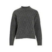 Vila Relli Highneck Knit - Dark Grey Melange Siva
