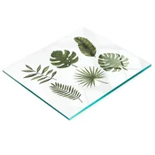 shumee Dekorativna steklena deska za rezanje in serviranje s tropskimi listi 60x52 cm