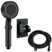 Tuš ročka EKO inox črna 5 funkcij + cev 150cm in nosilec