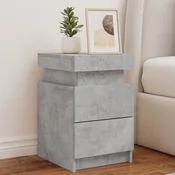 shumee vidaXL Nočna omarica z LED osvetlitvijo betonsko siva 35x39x55 cm