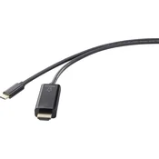 Renkforce Renkforce USB-C/HDMI adapterski kabel USB-C vtič, HDMI-A vtič 3 m črna RF-4531594 4K UHD, dvojno oklopljen USB-C-Display kabel Renkforce USB-C/HDMI ad, (20417894)