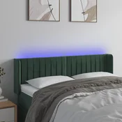 Vidaxl vidaXL Vzglavje postelje z LED diodo temno zeleno 147x16x78/88 cm žametno