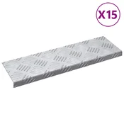 Vidaxl Stopnice Pravokotna 15 szt. srebrna 60 x 18 x 2,5 cm Aluminij