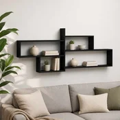 vidaXL Stenska polica Črni hrast 168.5 x 17 x 68 cm Inženirski les