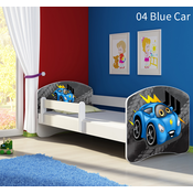 Dječji krevet ACMA s motivom, bočna bijela 140x70 cm - 04 Blue Car