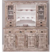Casa Padrino country style dining room cabinet brown/white 180 x 50 x H. 197 cm - Solid wood kitchen cabinet - Dining room furniture in country style - Country style dining room furnishing