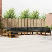 Set vanjskih sofa 10 kom. Prirodna i antracit