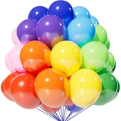 Nikcorp Komplet 110 lateks balonov 12 palcev 30 cm večbarvni, ojačana odpornost proti pokanju, za rojstne dneve, poroke, dogodke, združljivo z zrakom in helijem