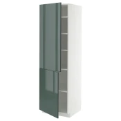 METOD Visoki element s policama/2 vrata, bela/Kallarp tamna sivozelena visokog sjaja, 60x60x200 cm
