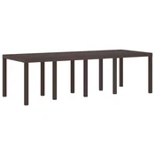 Vidaxl Vrtna miza Rjava 250 x 100 x 73 cm poli ratan