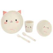 KikkaBoo Set posuda od bambusa Cat Pink