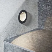 Lucande LED stenska svetilka za vgradnjo Pordis, IP65, okrogla - Sodobni - antracit - Kovina