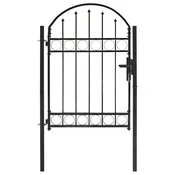 Vidaxl Ograjna vrata ASSEN z obokanim vrhom jeklo 102x125 cm črna