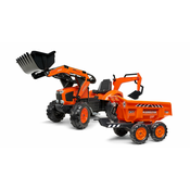 Pedalni traktor Falk 2090W Kubota s prednjo in zadnjo žlico ter prikolico
