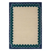 Ročno tkana volnena preproga v naravni barvi/zelenomodra 160x230 cm Wiggle Wool – Flair Rugs