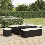 vidaXL Tabure z blazino 2 kosa črne barve 40x30x40 cm poli ratan