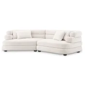 Casa Padrino luxury sofa white/black 300 x 125 x H. 73 cm - Curved living room sofa - Hotel sofa - Living room furniture - Hotel furniture - Luxury furniture - Luxury furnishings