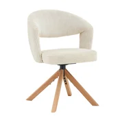 SONNENH Vrtljivi jedilni stoli, 2 v kompletu, 360°, 81,5 cm, kremno bel kord, odprto zaobljeno naslonjalo, sedež 46 x 46 cm in noge iz masivnega lesa