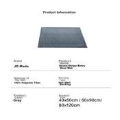 JD Original Prostirka za ulaz, 80x120 cm, Siva