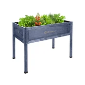 shumee Dvignjena gredica za balkon, teraso in vrt 110x55x80cm - Lesen herbarij na nogah - Sadilnik na nogah za rože, zelišča, zelenjavo - Dvignjen zabojnik za vrt, Greenspot Vintage antracit