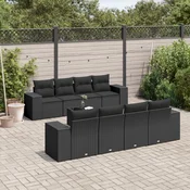 9-dijelni set vrtnih sofa s jastucima crni od poliratana Crna 83 x 62 x 69 cm