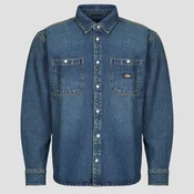 Dickies MECHANIC DENIM SHIRT LS KHAKI TINTED BLUE Modra