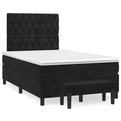 Krevet box spring s madracem crni 120 x 190 cm baršunasti - Crna 120 x 190 cm Dizajn s gumbima