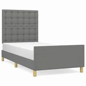 Vidaxl Posteljni okvir z vzglavjem temno siv 80x200 cm blago
