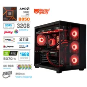 Računalnik MEGA MT S5 R7-7800X3D/RTX5070Ti/32GB-DDR5/2TB-4.0/750W/Brez OS/črna RGB + Estetski napajalni kabli [Rdeča/Črna)