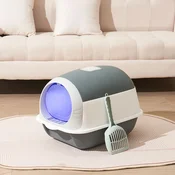 Toalet za macke Covered Cat Box sa UV sterilizacijom Sivi 50x35x36 cm