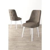 Hanah Home set trpezarijskih stolica Newa 8 kom, kapucino tkanina Babyface, bele metalne noge
