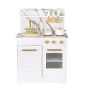 New Classic Toys Lesena kuhinja - bela z marmornim dizajnom