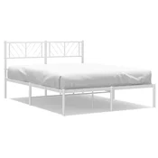 Vidaxl Kovinski posteljni okvir z vzglavjem bel 135x190 cm
