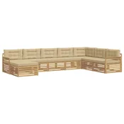 Set vanjskih sofa 8 kom. Bijela i bež Cvrsto drvo akacije